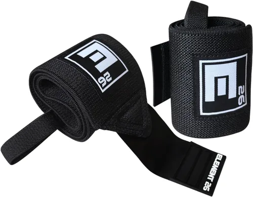 Element 26 Muñequeras de levantamiento de pesas de 20 pulgadas con lazo para el pulgar, muñequeras para entrenamiento de fuerza y protección de