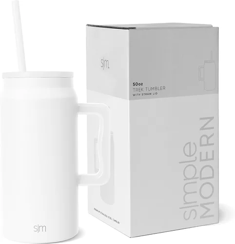 Miniatura 25 de Simple Modern - Vaso de 1,5 l con asa y tapa con pajita, botella de agua grande de acero inoxidable reutilizable con aislamiento, regalos para Rocío