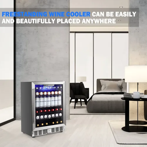 Miniatura 7 de COWSAR Enfriador de Vino Refrigerador Aprobado por ETL de 24 pulgadas Refrigerador de Vino Independiente o Integrado Refrigerador de Vino de 5.1