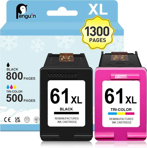 Penguin 61XL - Cartuchos de tinta para impresoras HP para impresora Envy 5530 para impresora Envy 4500 4501 4502 Officejet 4630 2620 Deskjet 2541