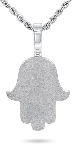 Miniatura 7 de VVS1 - Colgante de moissanita Hamsa mano mal de ojo de buena suerte para hombres y mujeres, chapado en oro de 18 quilates, plata de ley 925 maciza