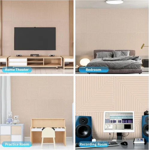 Miniatura 4 de Art3d Paquete de 6 paneles de pared acústicos autoadhesivos para decoración del hogar, paneles insonorizados de 24 x 24 pulgadas para oficina