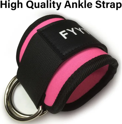 Miniatura 5 de Correa de tobillo (par) para máquina de cable, brazalete de tobillo para patadas hacia atrás, extensiones de piernas, ejercicios de la parte Rosa