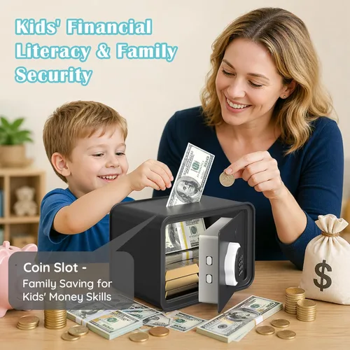 Miniatura 2 de Mini caja fuerte para dinero, monedas, efectivo, alcancía para niños, pequeñas cajas fuertes electrónicas para niños y niñas, regalo ideal