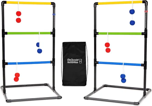 GoSports Juego de lanzamiento de escalera para interiores y exteriores con 6 bolas de goma suave y funda de transporte de viaje, elige Pro o Classic