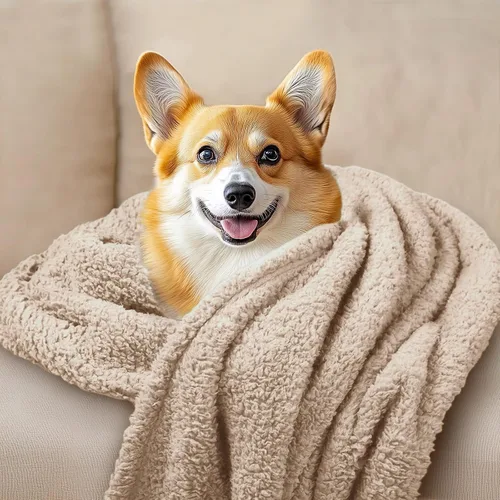 Miniatura 6 de 1 paquete de 3 mantas calmantes esponjosas de vellón de primera calidad para mascotas, manta sherpa suave para perros, cachorros, gatos, beige