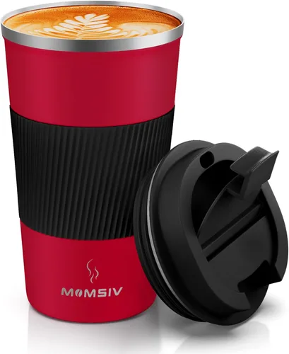 Miniatura 16 de MOMSIV Taza de viaje de 17 onzas, taza de café aislada con tapa a prueba de fugas, vaso reutilizable de doble pared de acero inoxidable al vacío