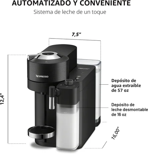Miniatura 6 de Nespresso Vertuo Lattissima - Cafetera para café y espresso de De'Longhi, color negro mate y brillante