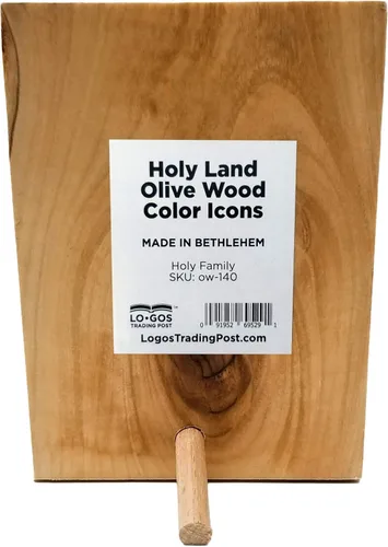 Miniatura 4 de Logos Trading Post Icono a todo color de madera de olivo de tierra santa de Israel, Sagrada Familia - Jesús, Virgen María y José, placa de icono