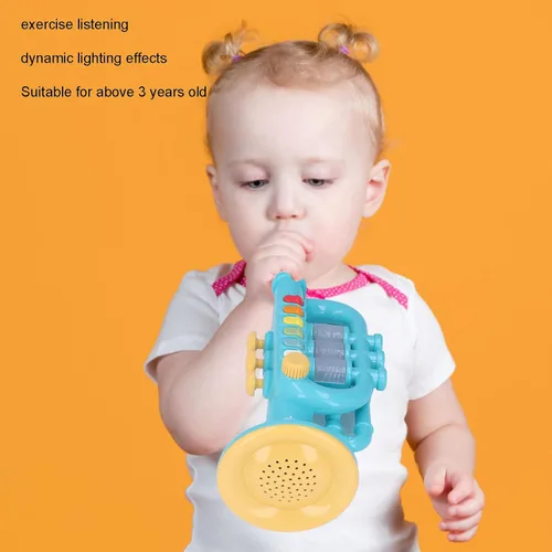 Miniatura 7 de Instrumentos musicales, trompeta para niños, juguete de música preescolar para niños y niñas (azul)