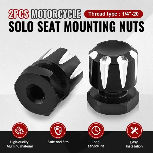 Miniatura 2 de FSFY - Tuercas de montaje de motocicleta en blanco y negro, 2 tuercas de montaje de asiento individual para Harley Road Glide FLTR 1998-2002