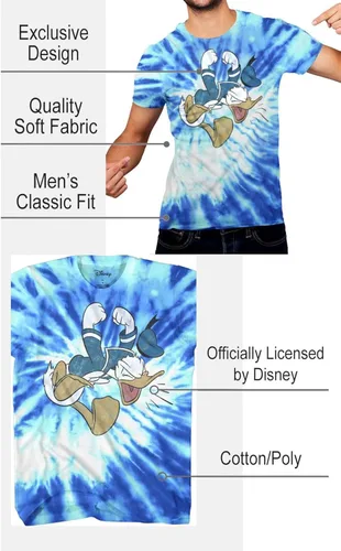 Miniatura 2 de Disney Camiseta tamaño matrimonial de Donald Duck Tantrum para hombre, Azul Patchwork