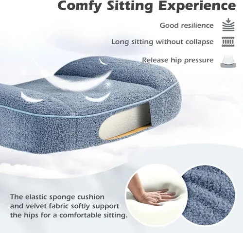 Miniatura 6 de SEATZONE Sillas de escritorio de oficina en casa con ruedas y reposabrazos, silla de oficina, cómoda malla ergonómica con tela polar de peluche
