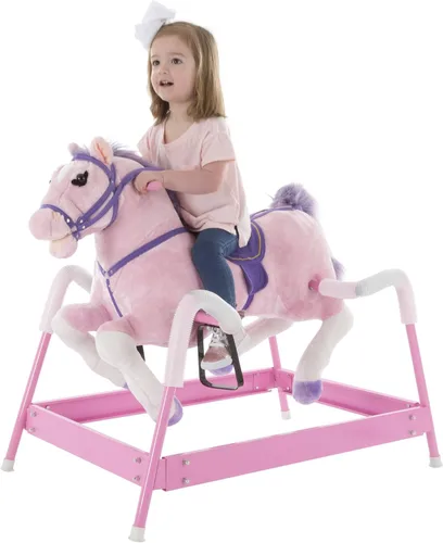 Miniatura 4 de Happy Trails - Juguete de peluche con estribos ajustables y sonidos para niños pequeños a 5 años, color rosa, grande