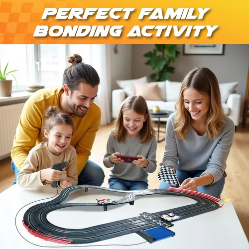 Miniatura 9 de Juego de pistas de carreras de autos de tragamonedas - Juego de pistas de carreras eléctricas, 2 pistas de carreras de alta velocidad para niños