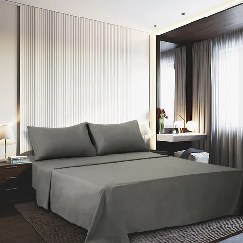 Miniatura 2 de Juego de sábanas de 4 piezas: 1 sábana encimera, 1 sábana bajera y 2 fundas de almohada, ropa de cama de lujo de microfibra cepillada con bolsillos