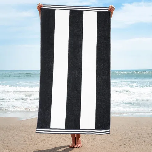 Miniatura 65 de Superior Juego de toallas de playa de algodón de gran tamaño de 4 piezas, toallas absorbentes para baño, playa, piscina, natación, adultos, niños