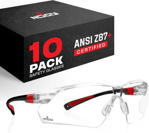 NoCry Gafas de seguridad transparentes para hombres y mujeres con lentes envolventes antivaho y resistentes a los arañazos, patillas ajustables y