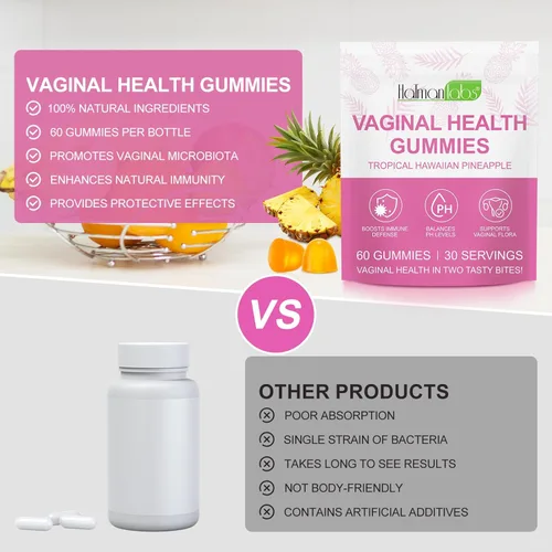 Miniatura 5 de Gomitas de probióticos vaginales para mujeres, equilibrio de pH para mujeres, gomitas de piña hawaiana para la salud del PH, mejorar el sistema