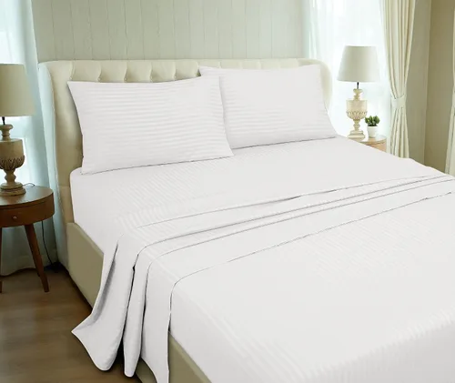 Miniatura 5 de ROYALE LINENS Juego de sábanas de 3 piezas individual XL, microfibra suave cepillada de 1800, 1 sábana bajera, 1 sábana encimera, 1 funda de Rayas