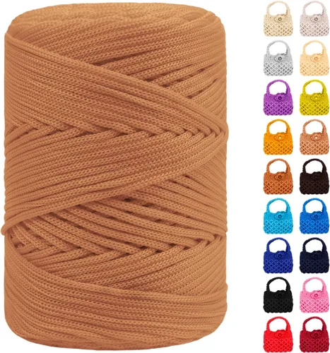 Miniatura 33 de Cordón de macramé de poliéster de 0.118 in x 185 yardas, cordón trenzado de macramé, bolsa de ganchillo, hilo de poliéster para ganchillo, bolsa