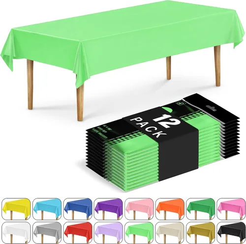 Miniatura 13 de DecorRack 2 Manteles rectangulares de plástico libres de BPA, 54 x 108 pulgadas, mantel de mesa para comedor, mantel rectangular para fiestas