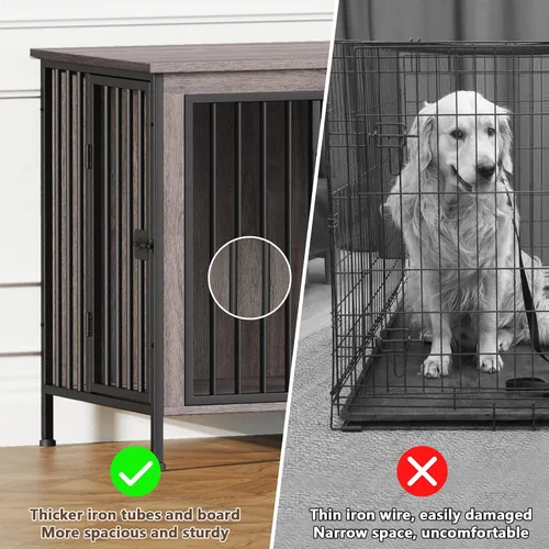 Miniatura 7 de EasyCom - Mueble jaula para 1 o 2 perros, individual o doble, resistente jaula para interiores, base de televisión, mediano, 63 pulgadas de largo