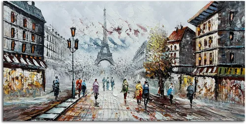 Miniatura 12 de Alenoss Pinturas Metálicas Abstractas 100% Hechas a Mano Lienzo Arte de Pared Textura Gruesa Única Superficie Áspera Pintura al Óleo Moderna 48x24