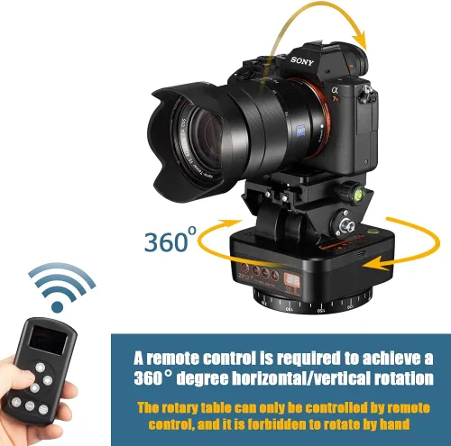 Miniatura 3 de YT-1000 Cabezal panorámico con control remoto, cabezal panorámico giratorio motorizado automático para teléfonos inteligentes/cámaras réflex