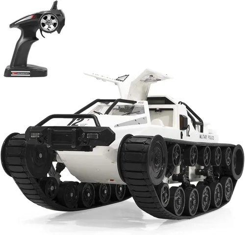Miniatura 12 de GoolRC Auto tanque a control remoto, escala 1/12, tanque de control remoto de 2.4 GHz, vehículo militar giratorio todoterreno con batería Verde