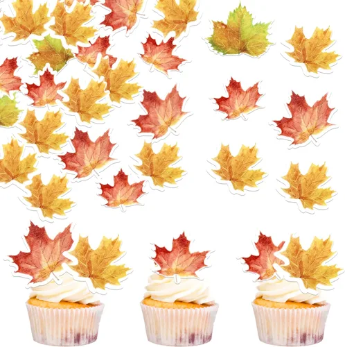 Miniatura 15 de Rsstarxi Paquete de 24 adornos para cupcakes con purpurina con purpurina para dar gracias, decoración de pasteles para el día de Acción de Gracias