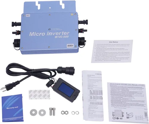 Miniatura 5 de Inversor solar, inversor de aleación de aluminio de 600 W, inversor de rejilla con pantalla LCD, kit de inversor solar para paneles solares de 30 V
