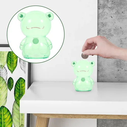 Miniatura 3 de Hucha de rana irrompible de plástico para dinero, caja de ahorro de dinero, caja de ahorro de dinero, adorno de escritorio para niñas, niños