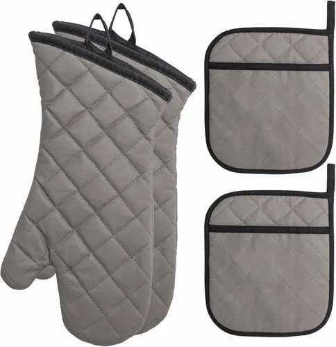 Miniatura 12 de Manoplas para horno ignífugas resistentes al calor hasta 425 °F 15 pulgadas, color negro, paquete de 2