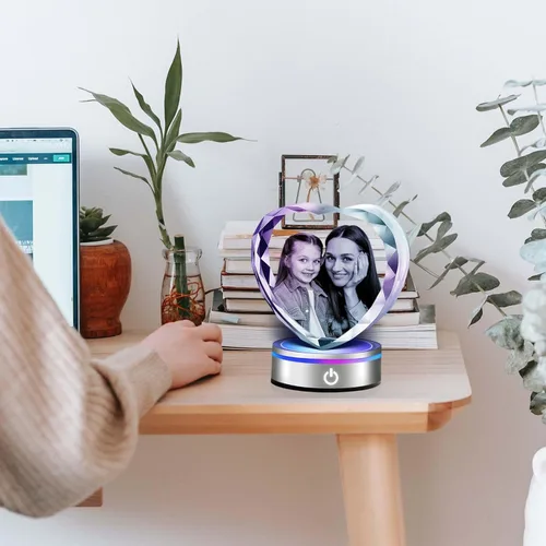 Miniatura 6 de Foto de cristal 3D personalizada, regalos personalizados para mujeres, mamá, marco de fotos de cristal, regalos de aniversario personalizados