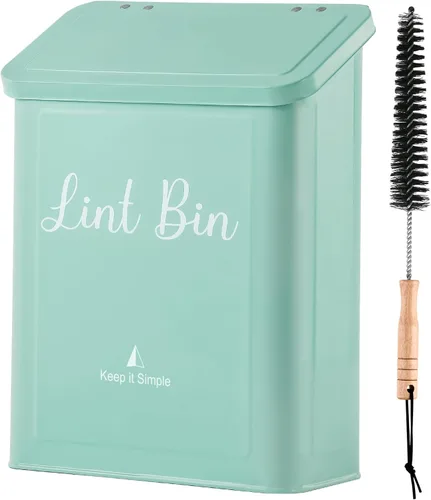 Miniatura 6 de SUBEKYU Contenedor Magnético de Pelusa para Cuarto de Lavandería, Caja de Pelusa de Metal Montada en Pared, Bote de Basura con Tapa para Secadora