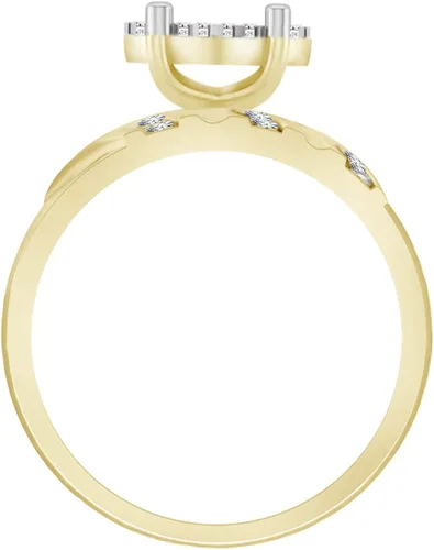 Miniatura 2 de Eternal Bliss 110 cttw Anillo de compromiso de boda con forma marquesa de diamante natural redondo en oro amarillo sólido de 10 quilates