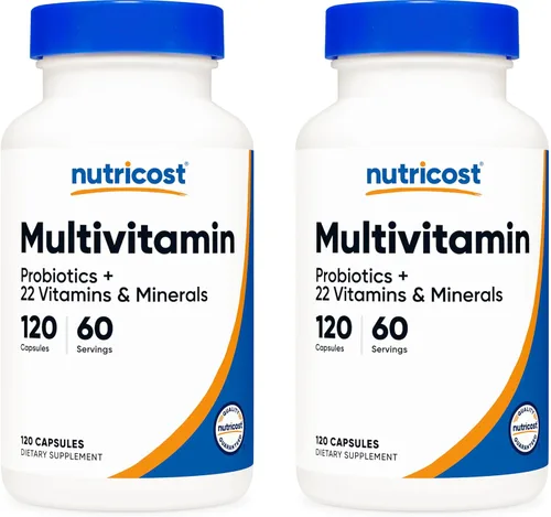 Nutricost Multivitamínico con probióticos 120 cápsulas vegetarianas (2 botellas) - Repleto de vitaminas y minerales