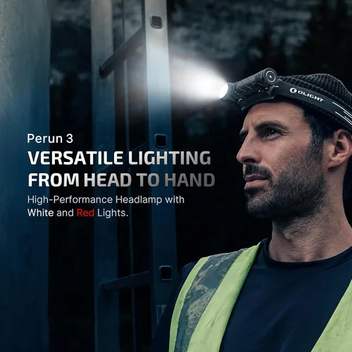 Miniatura 2 de OLIGHT Perun 3 - Linterna frontal recargable, 3000 lúmenes LED con luz roja, lámpara frontal impermeable con diadema para campamento al aire libre