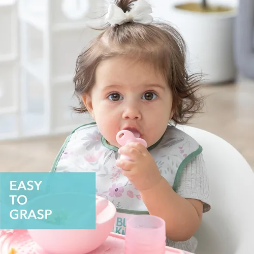Miniatura 4 de Bumkins Juego de Utensilios para Bebés, Cucharas de Silicona para Masticación, Autoalimentación, Desayuno Guiado por el Bebé, Entrenamiento