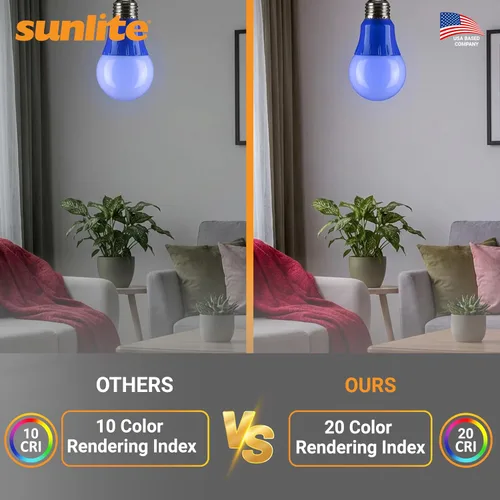 Miniatura 4 de Sunlite 40450 - Foco de luz LED de color A19, 3 W (equivalente a 25 W), base mediana E26, no regulable, certificación UL, decoración de fiestas, Azul