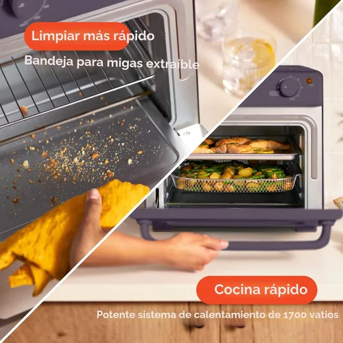 Miniatura 4 de Horno tostador Air Fry bella, 7 opciones de cocción preestablecidas, bandejas revestidas EverGood aptas para lavavajillas incluidas, apagado Ciruela
