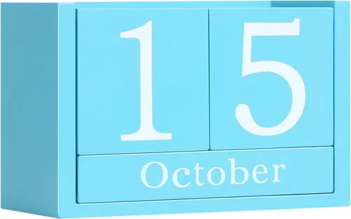 Miniatura 16 de Calendario de Bloques de Madera para Escritorio, Calendario Perpetuo de Escritorio de Tamaño Pequeño, Lindo Juego de Bloques de Fecha para Rosa