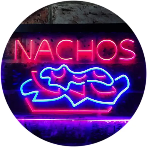 ADVPRO Nachos Café - Letrero de neón LED de doble color, azul y rojo, 16 x 12 pulgadas, st6s43-i0314-Br