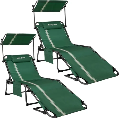 Miniatura 23 de KingCamp Silla de bronceado con agujero facial, sillas de descanso plegables para exteriores, cómodas, ajustables, de 5 posiciones, tumbona plegable