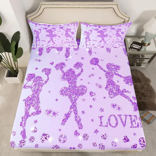 Miniatura 16 de Erosebridal Sábana bajera ajustable de gimnasia con bolsillo profundo para niñas y niños, tamaño individual, juego de ropa de cama deportiva