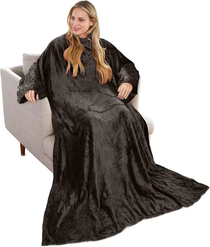 Miniatura 21 de Solaris Manta Vestible de Viaje con Mangas, 2 en 1, Manta de Almohada de Avión Plegable para Adultos, Mujeres y Hombres, Manta Corporal Suave