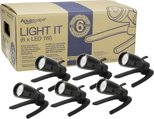 Aquascape Paquete de focos LED de 1 vatio para estanque y jardín (juego de 6), resistente al agua | 84045