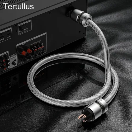 Miniatura 6 de Tertullus HiFi Audiophile AC Highend Audio Cable de alimentación de 3 clavijas 14AWG Cable de alimentación audiófilo 125V 15A Plata (1 M/3.28 pies)