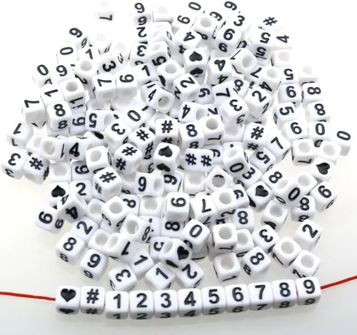 Miniatura 9 de Gresorth 800 cuentas acrílicas de cubo blanco para manualidades, pulseras, collares, llaveros de 0.236 x 0.236 pulgadas